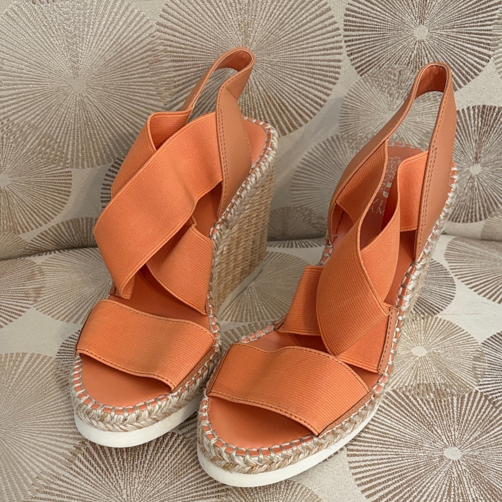 Vince Camuto Orange Elastic Crossover Wedge Espadrilles